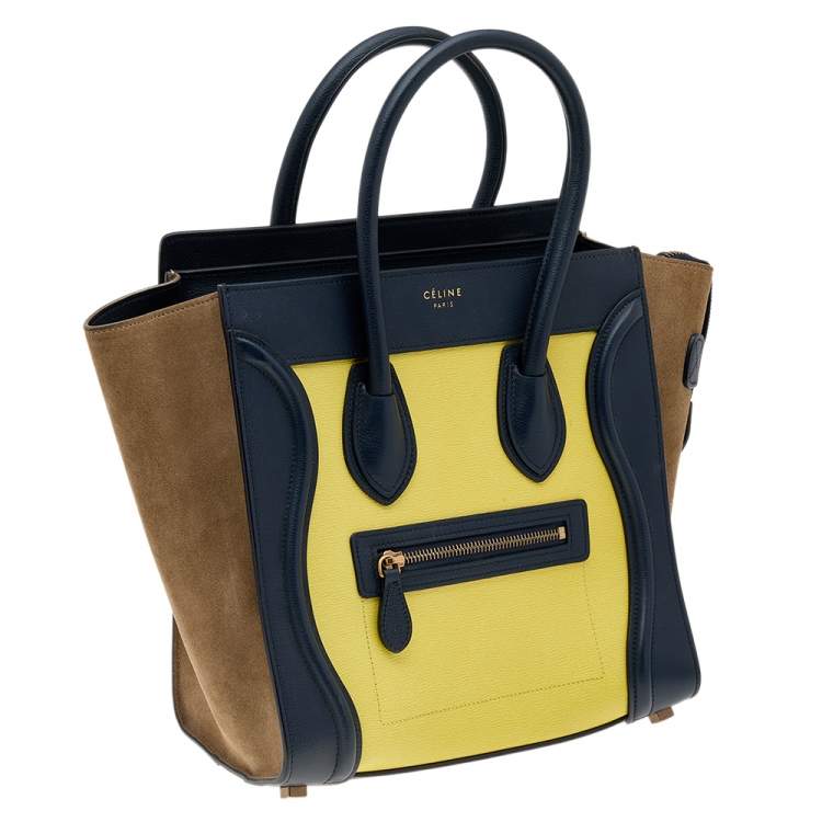 Pre Owned Celine Multicolor Suede And Leather Micro Luggage Tote