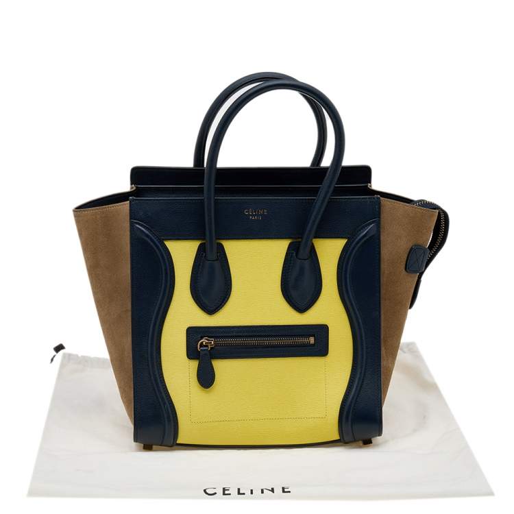 Pre Owned Celine Multicolor Suede And Leather Micro Luggage Tote