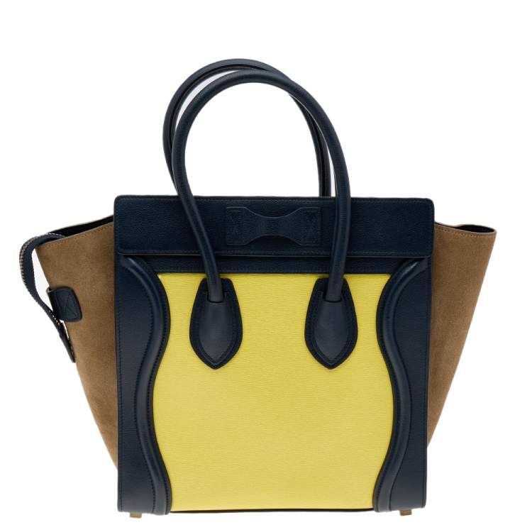 Pre Owned Celine Multicolor Suede And Leather Micro Luggage Tote