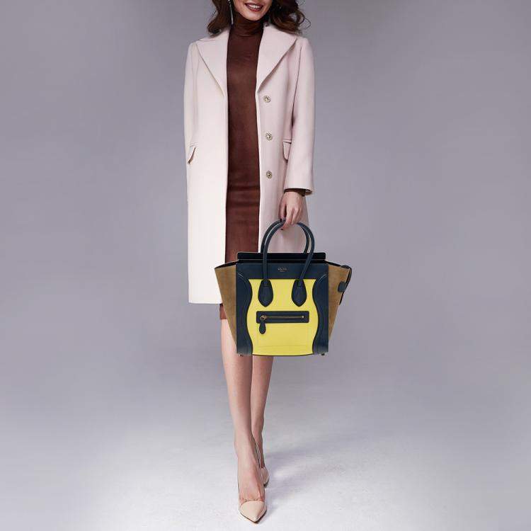 Pre Owned Celine Multicolor Suede And Leather Micro Luggage Tote