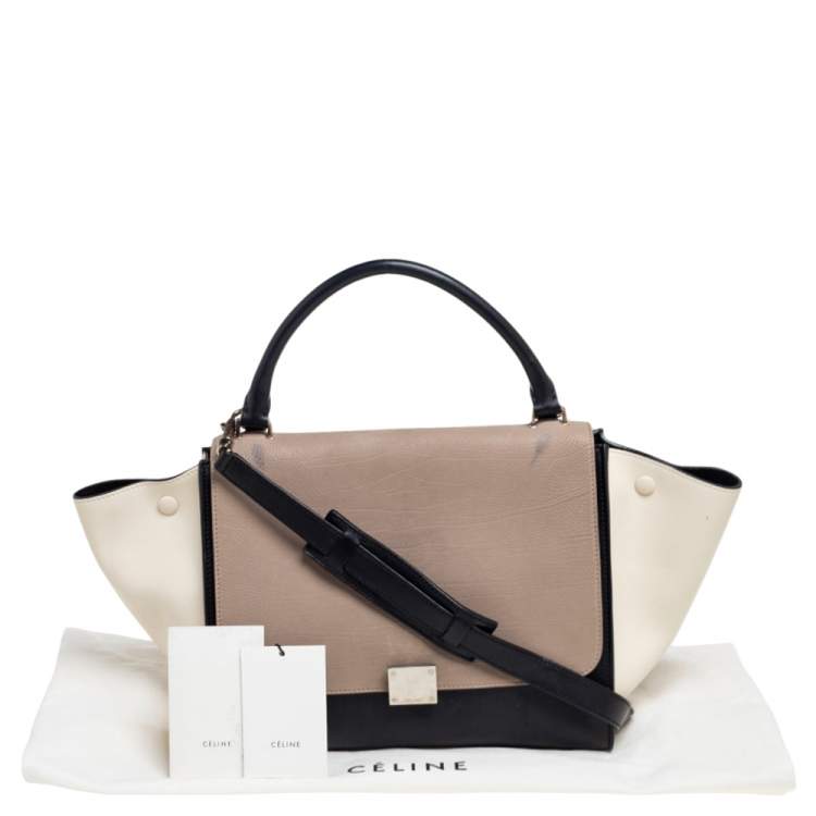 Pre Owned Celine Tri Color Leather Medium Trapeze Bag