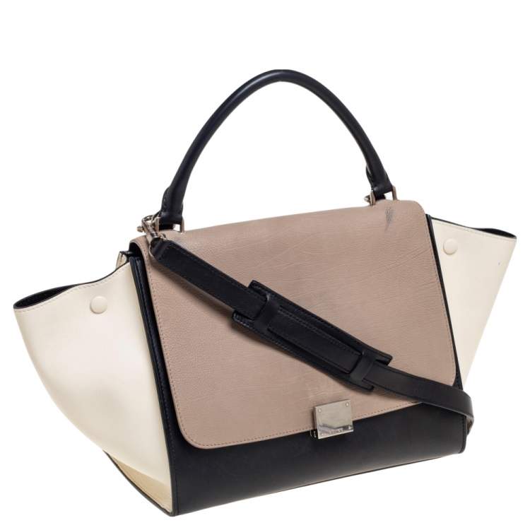 Pre Owned Celine Tri Color Leather Medium Trapeze Bag