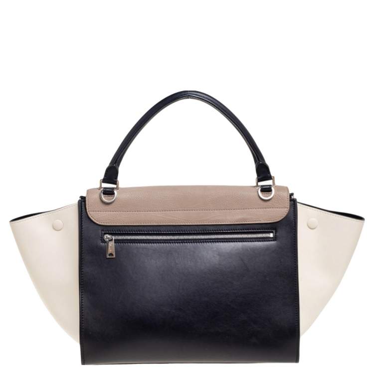 Pre Owned Celine Tri Color Leather Medium Trapeze Bag