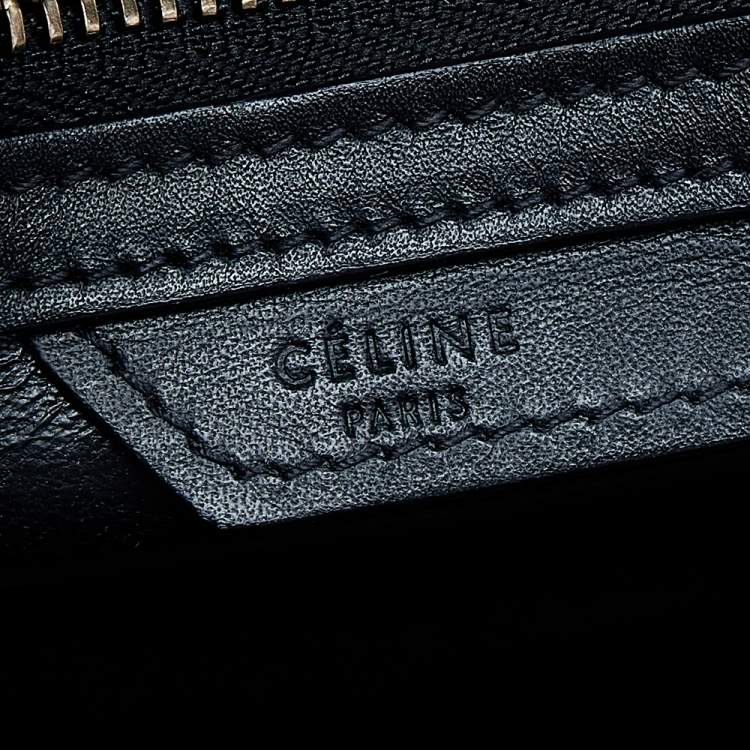 Pre Owned Celine Black/White Leather Micro Luggage Tote