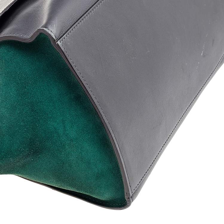 Pre Owned Celine Tricolor Leather And Suede Large Trapeze Top Handle Bag