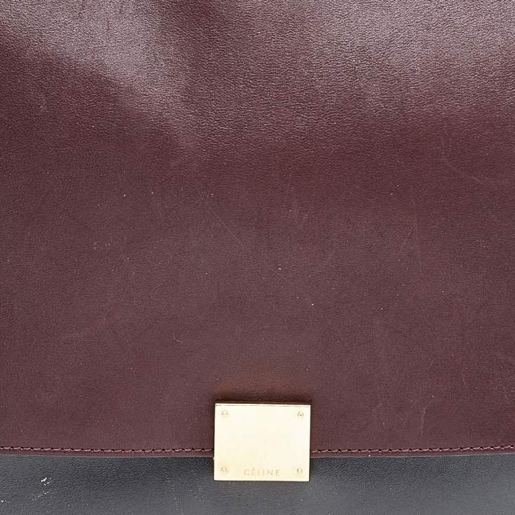 Pre Owned Celine Tricolor Leather And Suede Large Trapeze Top Handle Bag