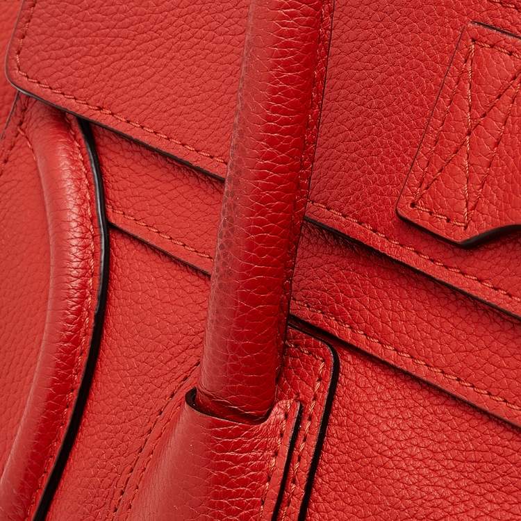 Pre Owned Celine Orange Leather Mini Luggage Tote