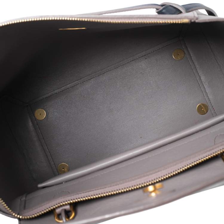 Pre Owned Celine Beige/Navy Blue Leather Mini Belt Top Handle Bag