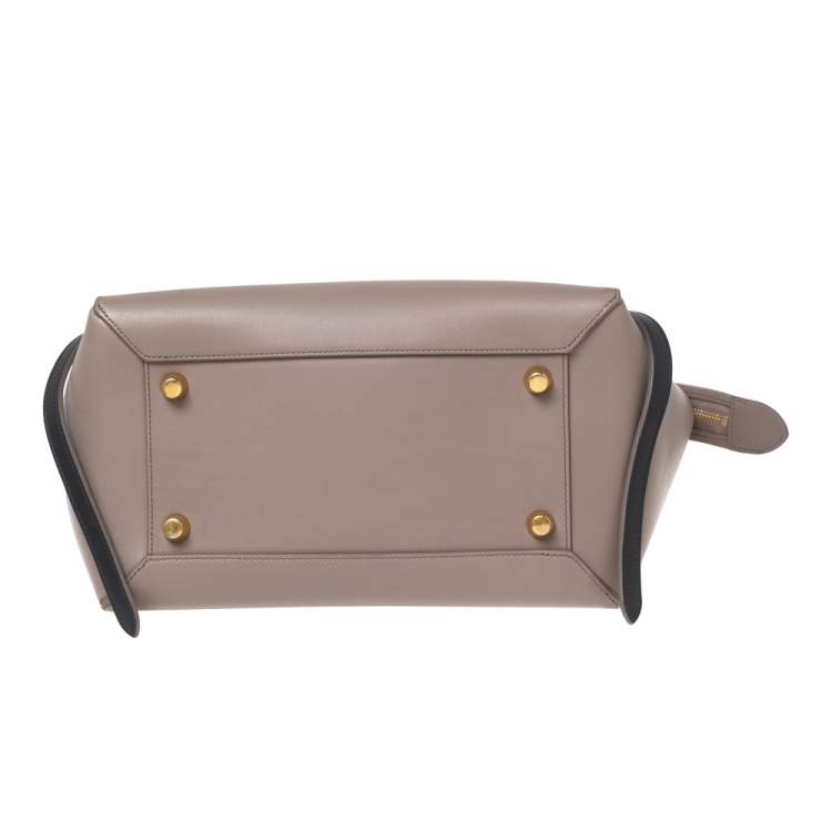 Pre Owned Celine Beige/Navy Blue Leather Mini Belt Top Handle Bag
