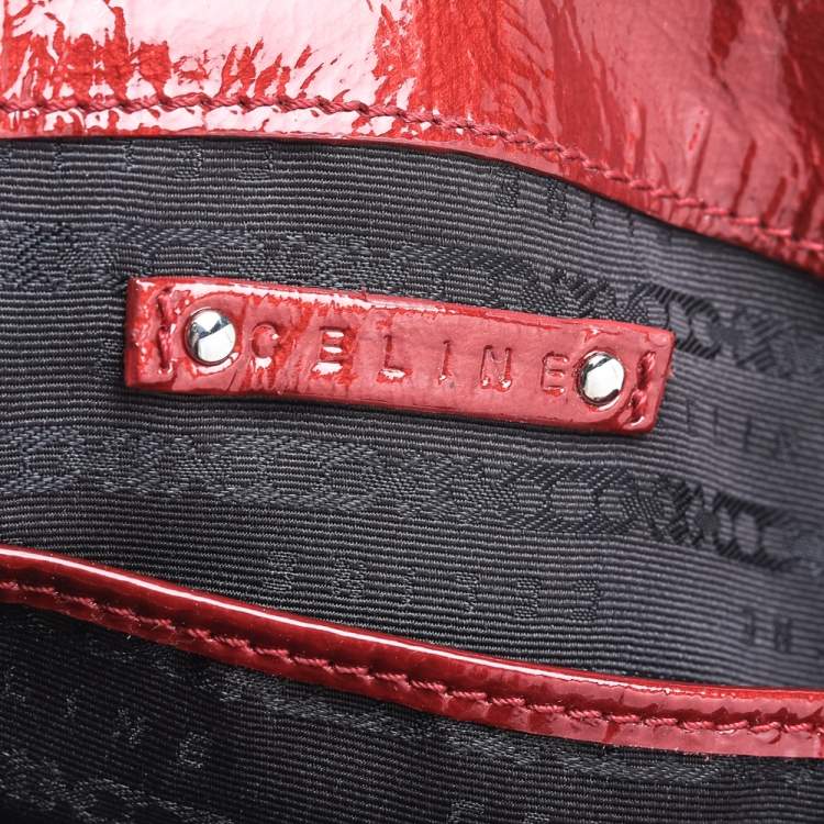 Pre Owned Celine Red Patent Leather Turnlock Flap Chain Bag