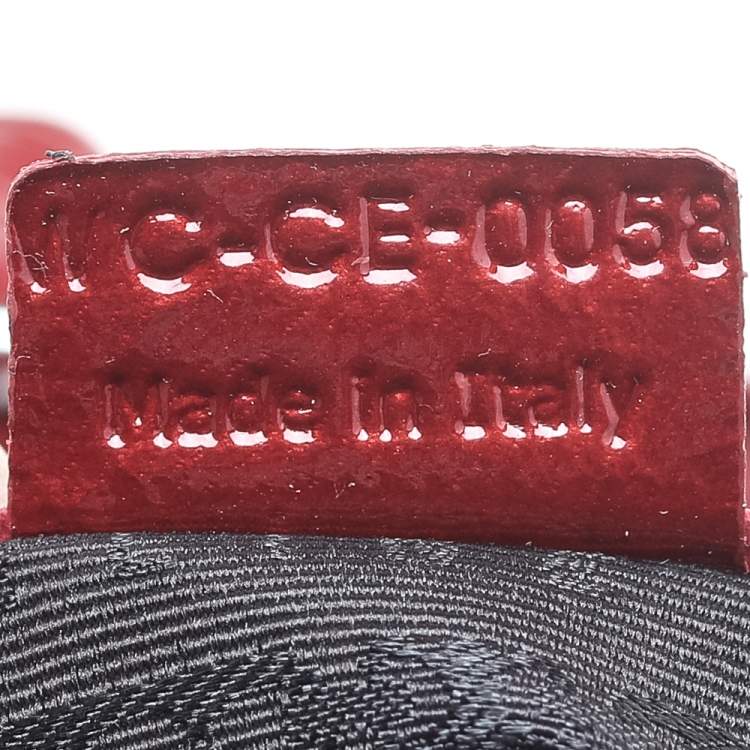 Pre Owned Celine Red Patent Leather Turnlock Flap Chain Bag