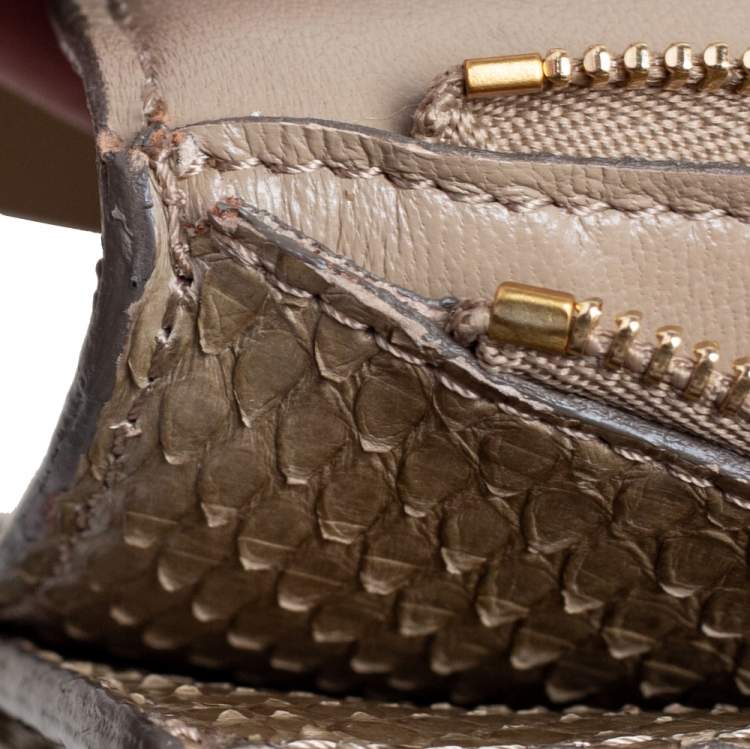 Pre Owned Celine Grey Python Medium Classic Box Shoulder Bag