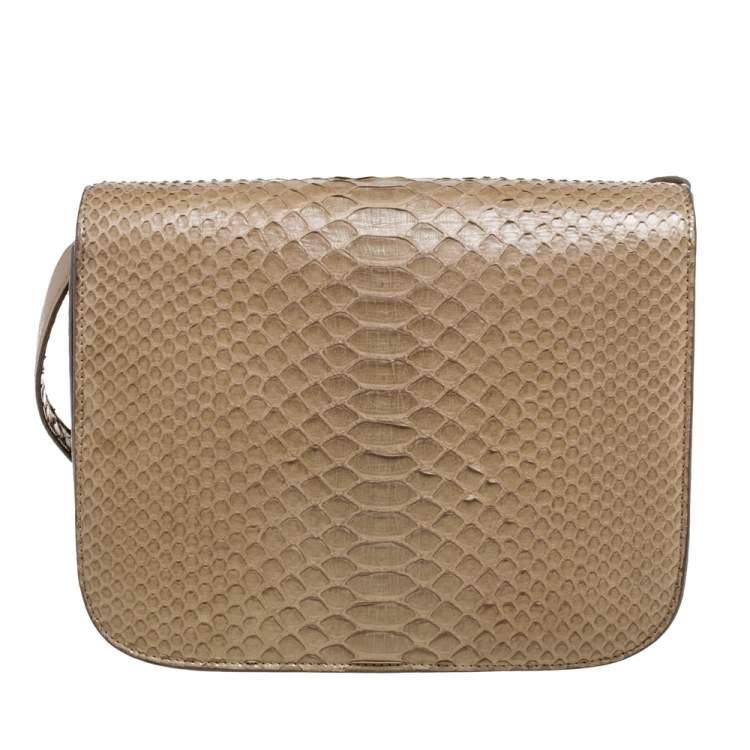 Pre Owned Celine Grey Python Medium Classic Box Shoulder Bag