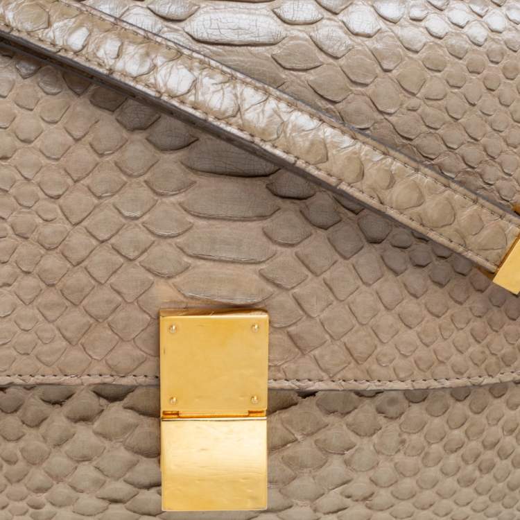 Pre Owned Celine Grey Python Medium Classic Box Shoulder Bag