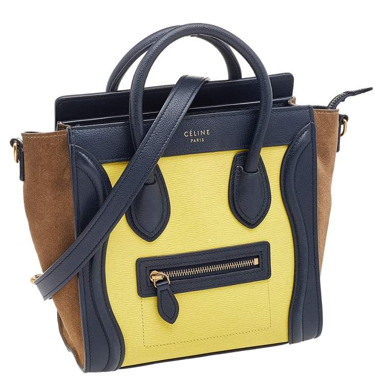 Pre Owned Céline Tri Color Leather Nano Luggage Tote