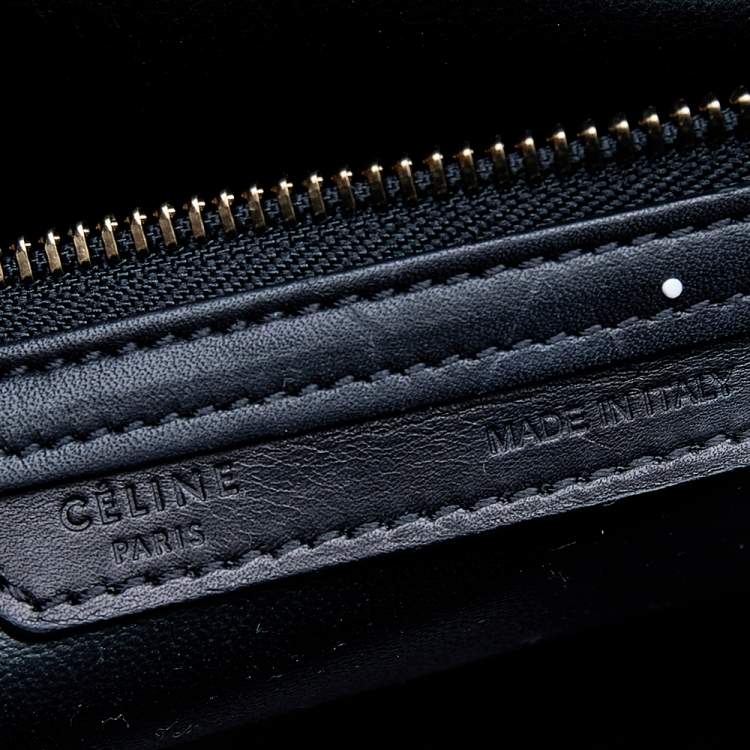 Pre Owned Celine Black/White Leather Mini Luggage Tote