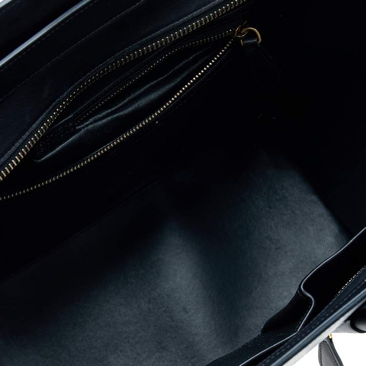 Pre Owned Celine Black/White Leather Mini Luggage Tote
