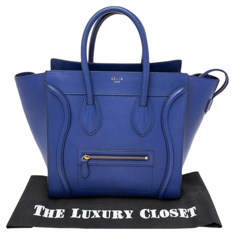 Pre Owned Celine Blue Leather Mini Luggage Tote