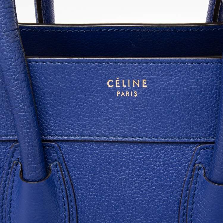 Pre Owned Celine Blue Leather Mini Luggage Tote