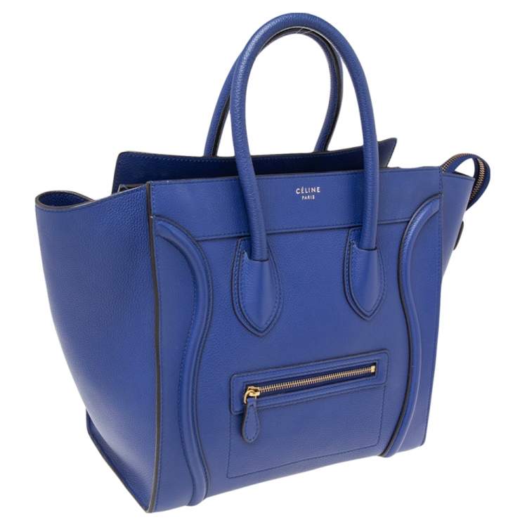 Pre Owned Celine Blue Leather Mini Luggage Tote