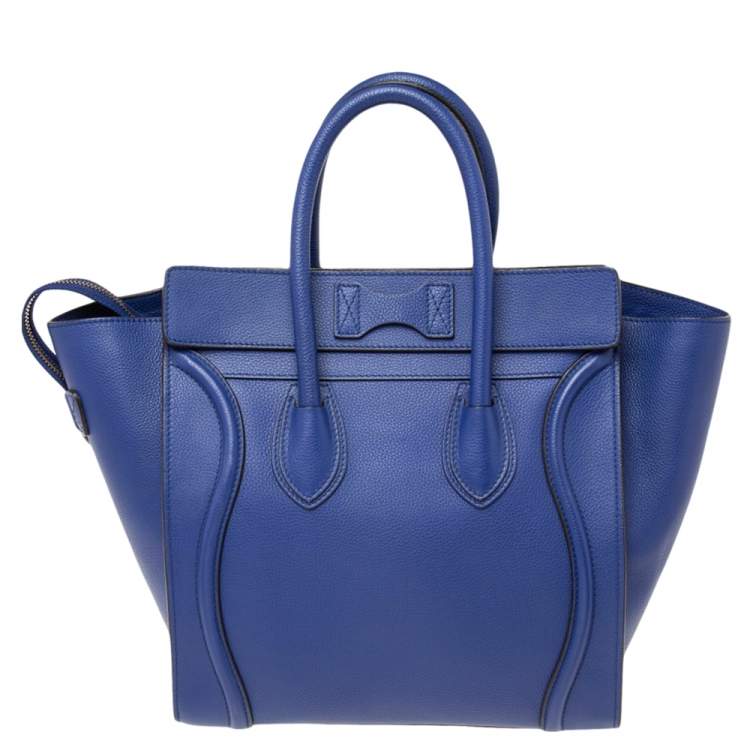 Pre Owned Celine Blue Leather Mini Luggage Tote