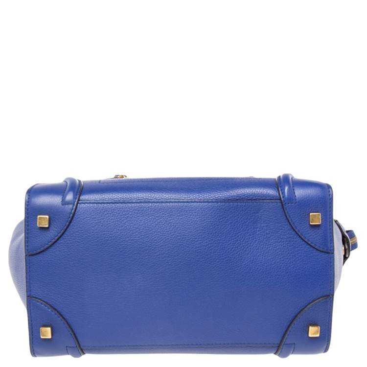 Pre Owned Celine Blue Leather Mini Luggage Tote