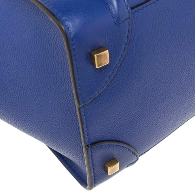 Pre Owned Celine Blue Leather Mini Luggage Tote