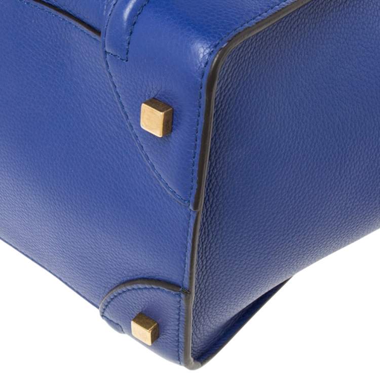 Pre Owned Celine Blue Leather Mini Luggage Tote