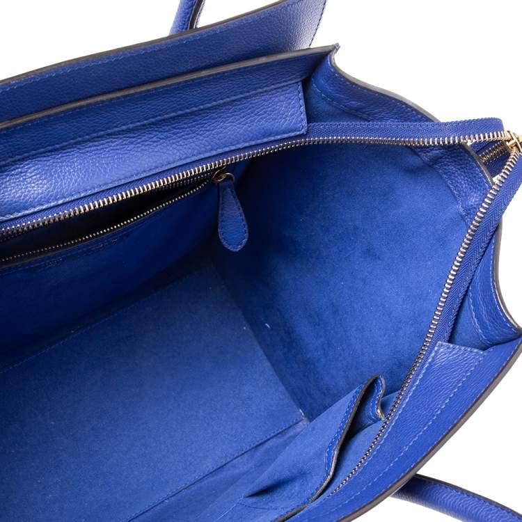 Pre Owned Celine Blue Leather Mini Luggage Tote