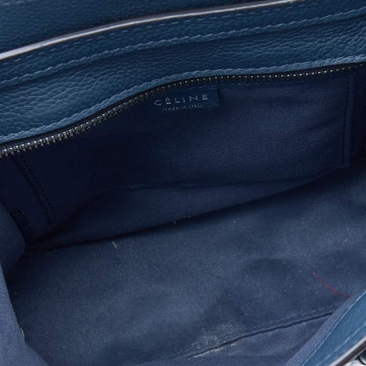 Pre Owned Celine Blue Leather Nano Luggage Tote