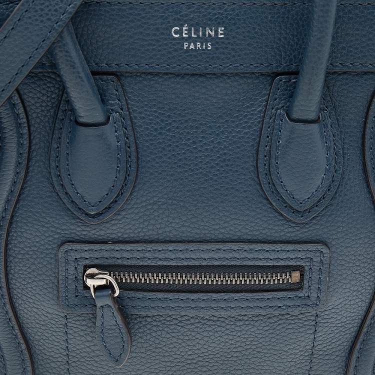 Pre Owned Celine Blue Leather Nano Luggage Tote