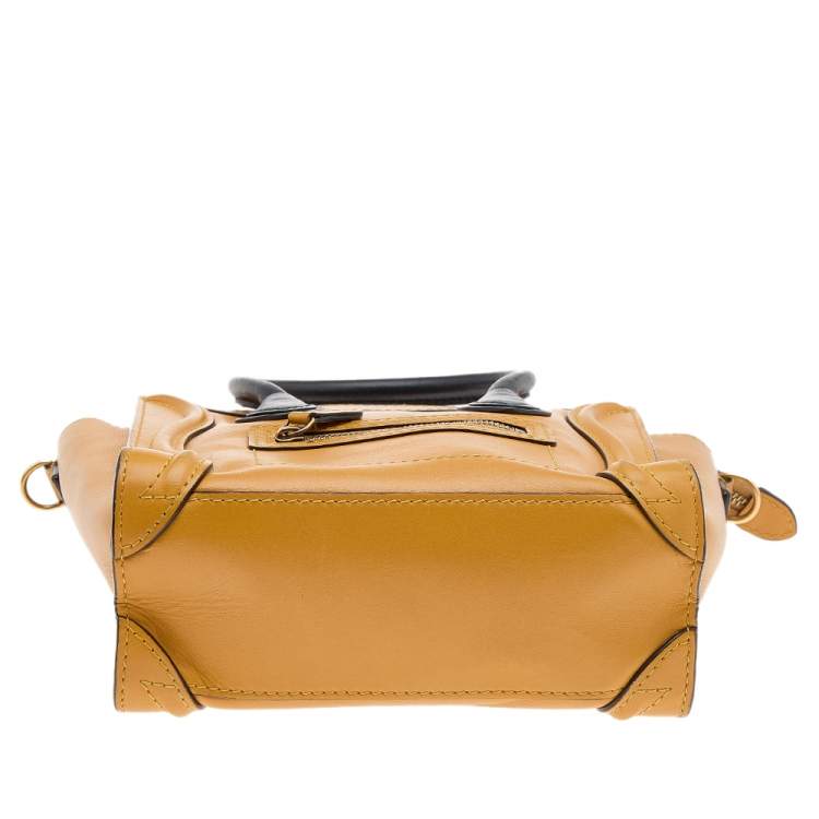 Pre Owned Celine Yellow/Black Leather Nano Luggage Tote