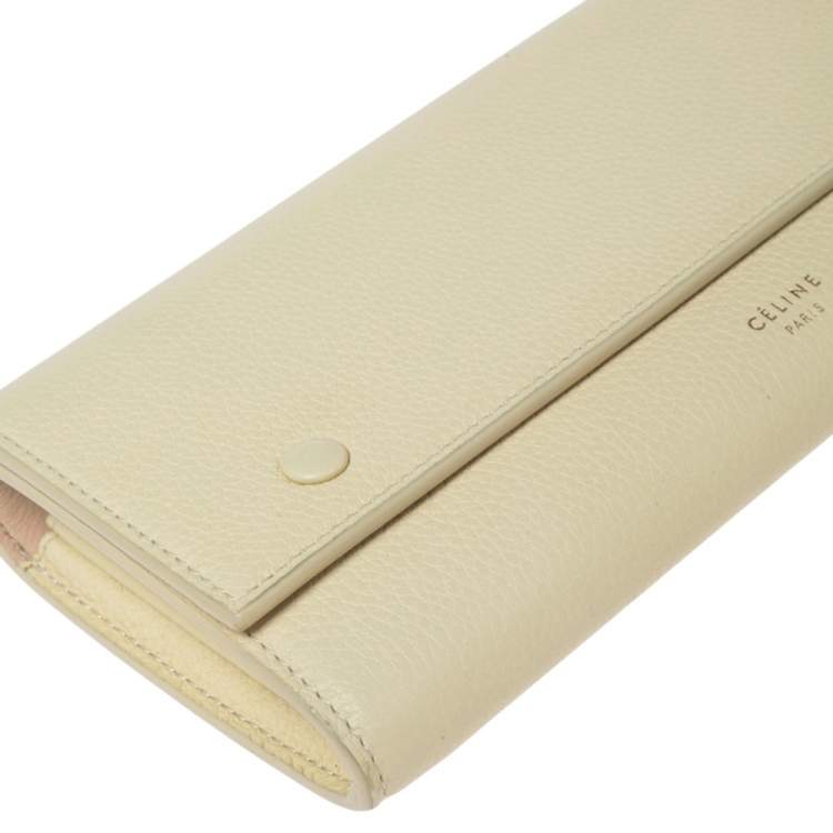 مملوكة مسبقًا Celine Light Yellow Leather Multifunction Flap Wallet 