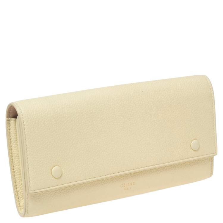 مملوكة مسبقًا Celine Light Yellow Leather Multifunction Flap Wallet 