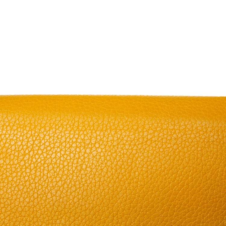 Pre Owned Celine Mustard Leather Multifunction Flap Wallet