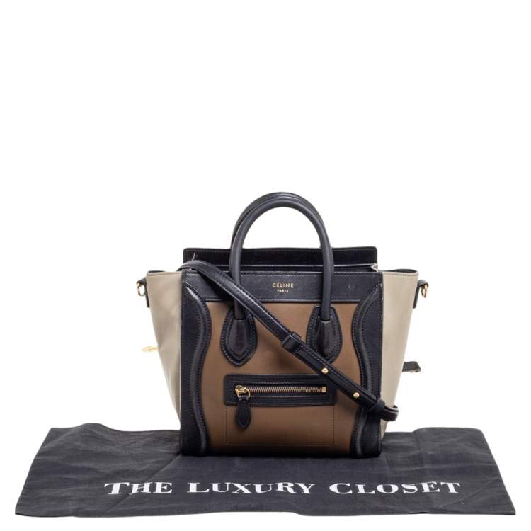 Pre Owned Céline Tri Color Leather Nano Luggage Tote