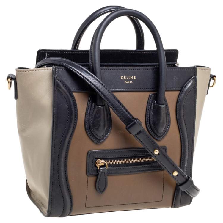 Pre Owned Céline Tri Color Leather Nano Luggage Tote
