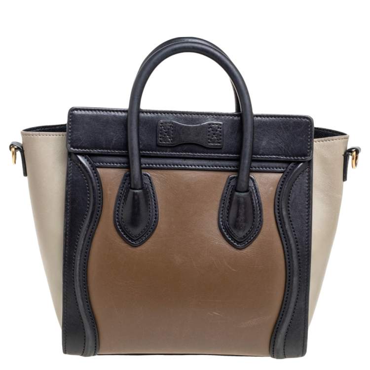 Pre Owned Céline Tri Color Leather Nano Luggage Tote