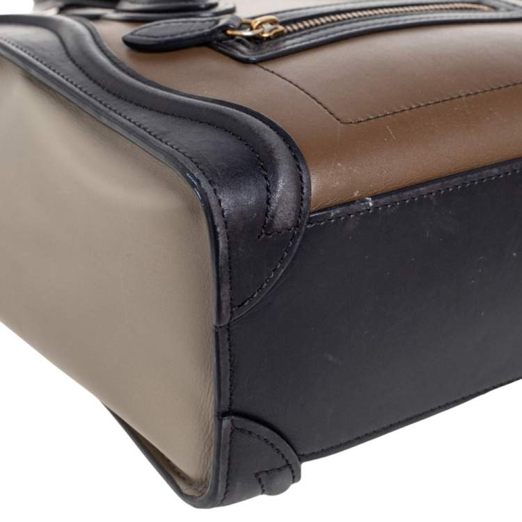 Pre Owned Céline Tri Color Leather Nano Luggage Tote