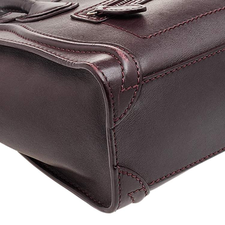 Pre Owned Celine Burgundy Leather Nano Luggage Tote