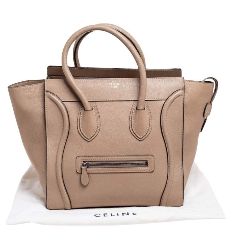 Pre Owned Celine Beige Leather Mini Luggage Tote 