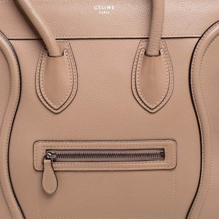 Pre Owned Celine Beige Leather Mini Luggage Tote 