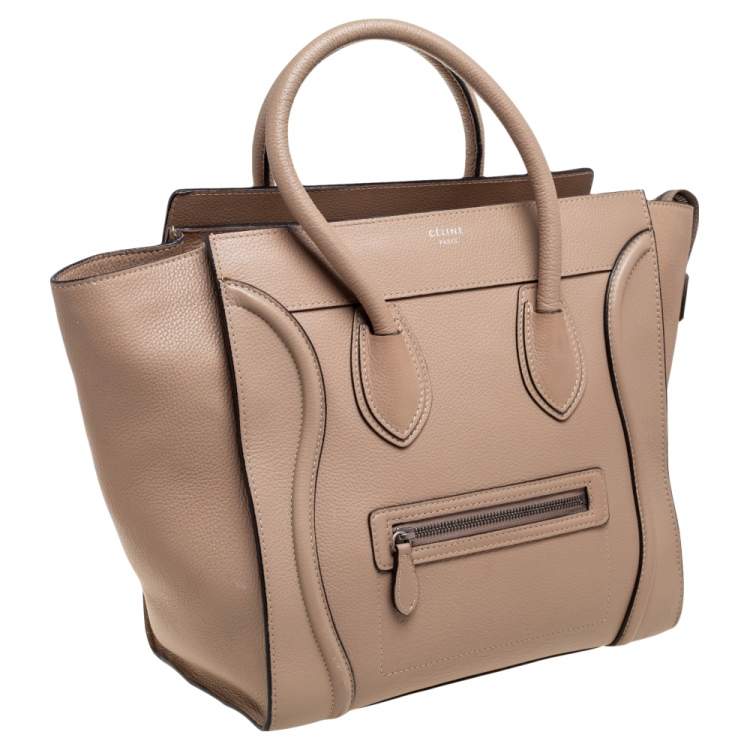 Pre Owned Celine Beige Leather Mini Luggage Tote 