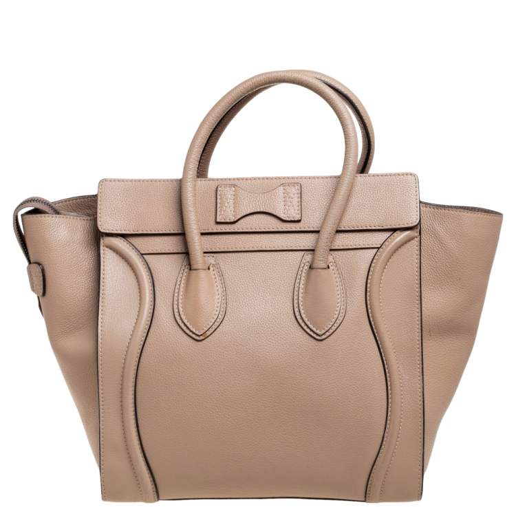 Pre Owned Celine Beige Leather Mini Luggage Tote 