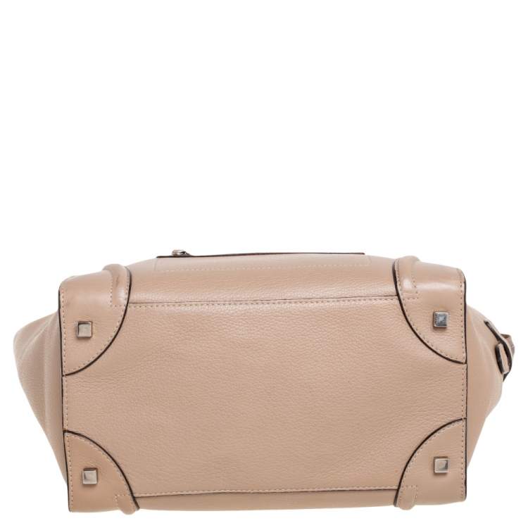 Pre Owned Celine Beige Leather Mini Luggage Tote 