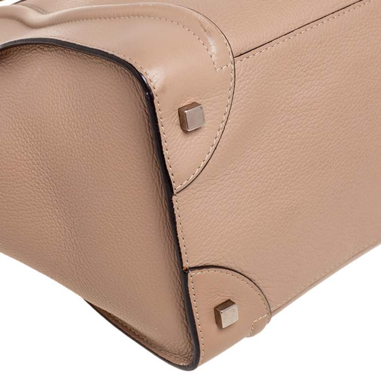 Pre Owned Celine Beige Leather Mini Luggage Tote 
