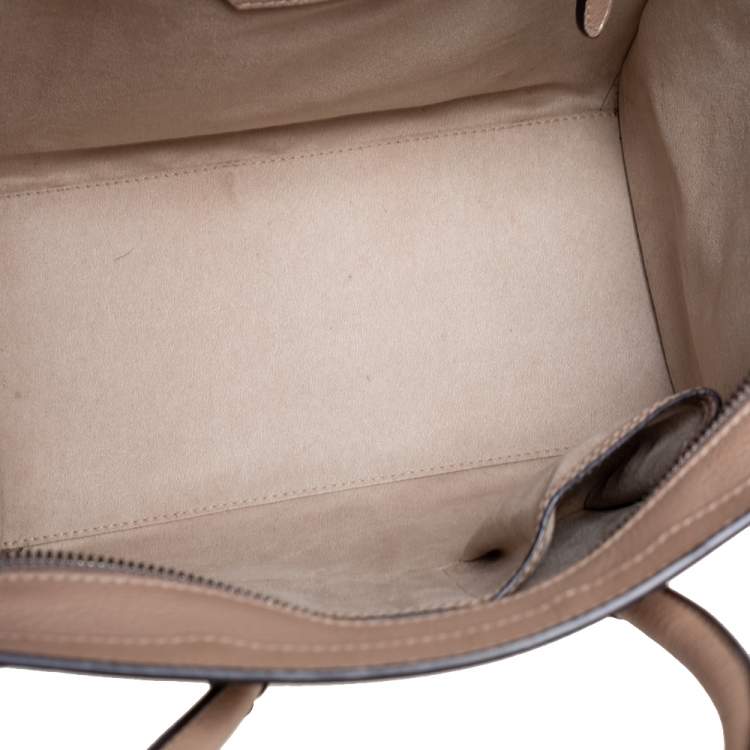 Pre Owned Celine Beige Leather Mini Luggage Tote 