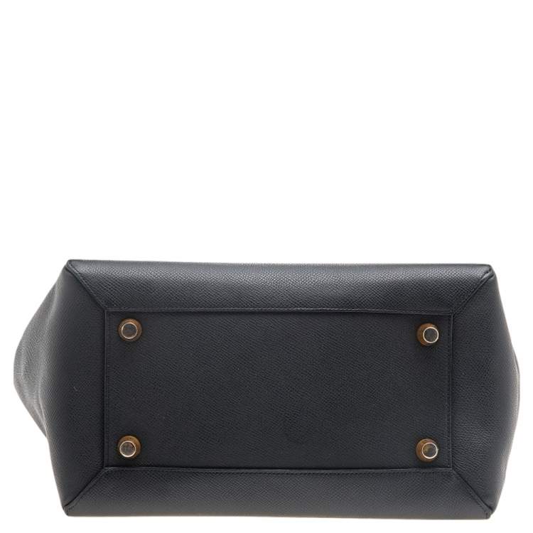 Pre Owned Celine Black Leather Mini  Belt Top Handle Bag