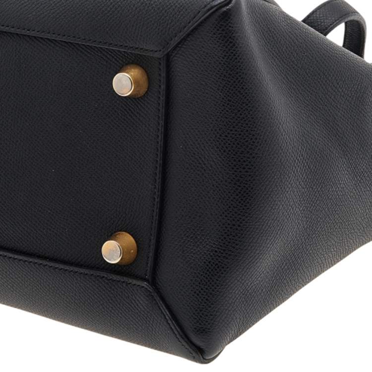 Pre Owned Celine Black Leather Mini  Belt Top Handle Bag