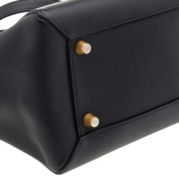 Pre Owned Celine Black Leather Mini  Belt Top Handle Bag